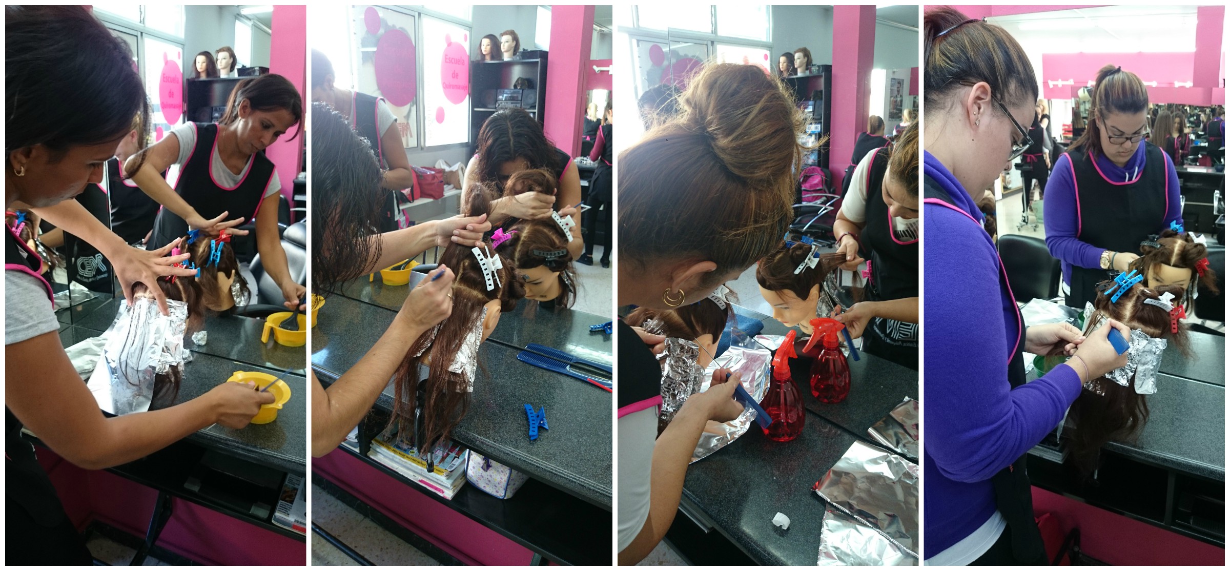 Alumnos practicando en las clases de peluquería y estética, CEM Canarias